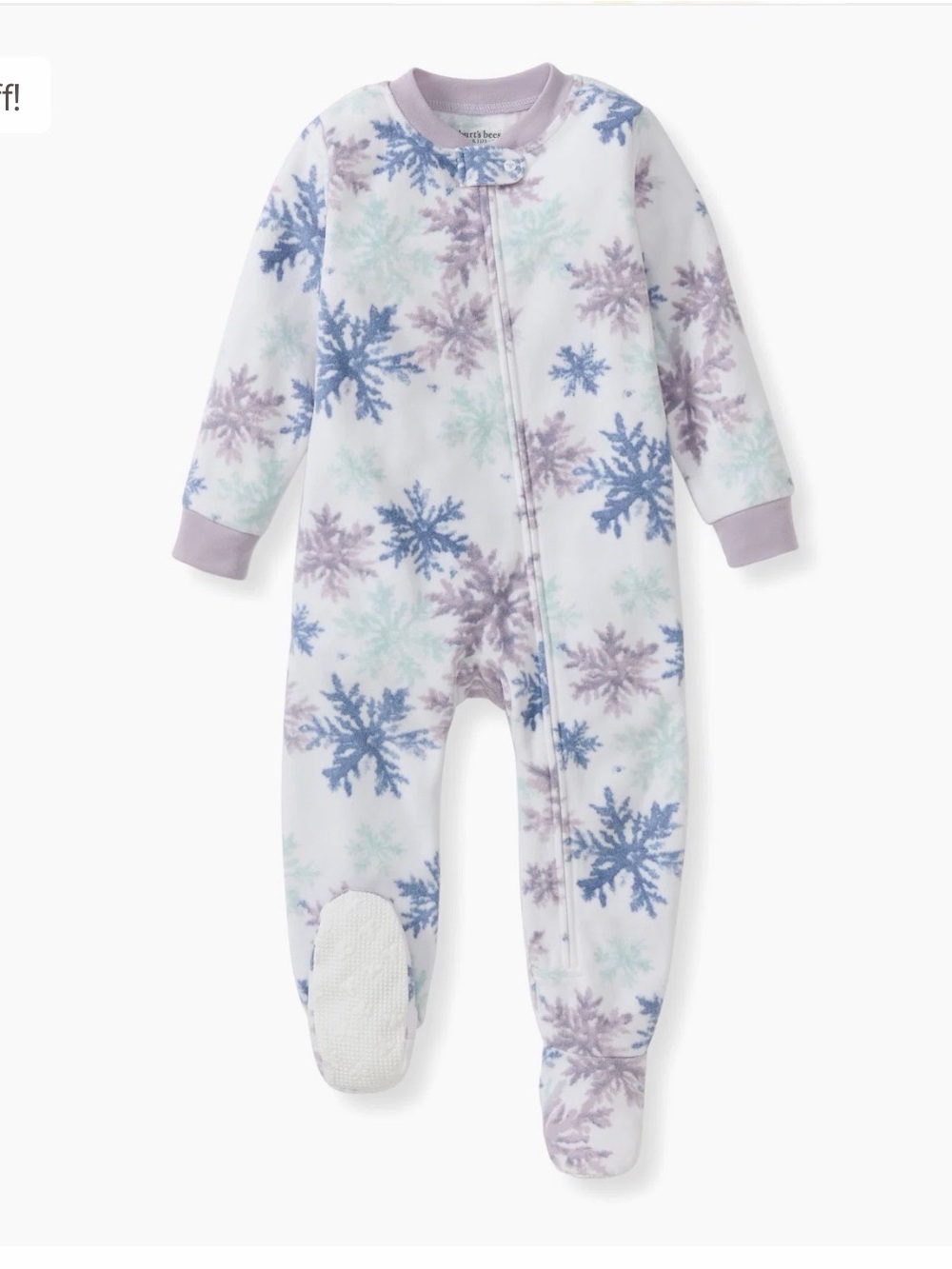 Snowflake Footed One-Piece Pajamas - Lavender & Blue